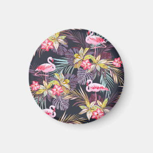 Flamingo Tropical：夏の継ぎ目のないパターン マグネット