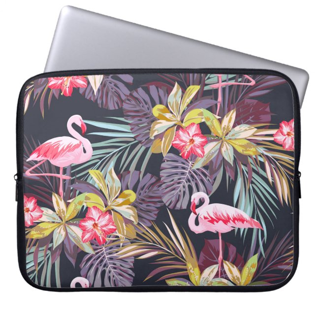 Flamingo Tropical：夏の継ぎ目のないパターン ラップトップスリーブ (正面)