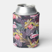 Flamingo Tropical：夏の継ぎ目のないパターン 缶クーラー (缶正面)