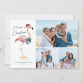 Flamingo Tropical Beach Christmas Photo シーズンカード (正面)