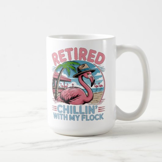 Flamingo Tropical Beach Retirement Humor コーヒーマグカップ (右)