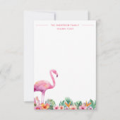 Flamingo Tropical Family Thank You Flat Card サンキューカード (正面)