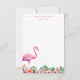 Flamingo Tropical Family Thank You Flat Card サンキューカード