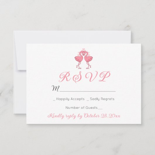 Flamingo Tropical Hawaiian Luau Beach Wedding RSVP (正面)