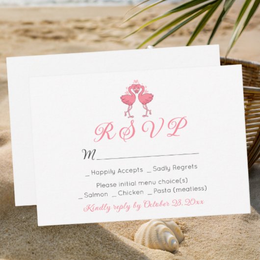Flamingo Tropical Hawaiian Luau Beach Wedding RSVP