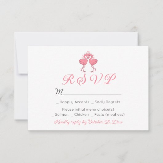 Flamingo Tropical Hawaiian Luau Beach Wedding RSVP (正面)