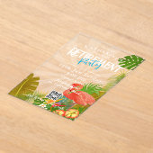 Flamingo Tropical Retirement アクリル招待状 (レイダウン)