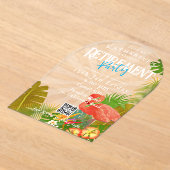 Flamingo Tropical Retirement アクリル招待状 (レイダウン)