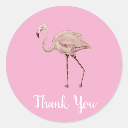 Flamingo Tropical Thank Youパーティー ラウンドシール (正面)
