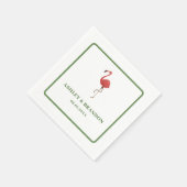 Flamingo Tropics Beach Coastal Retro Wedding スタンダードカクテルナプキン (角)