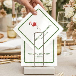 Flamingo Tropics Beach Coastal Retro Wedding スタンダードカクテルナプキン