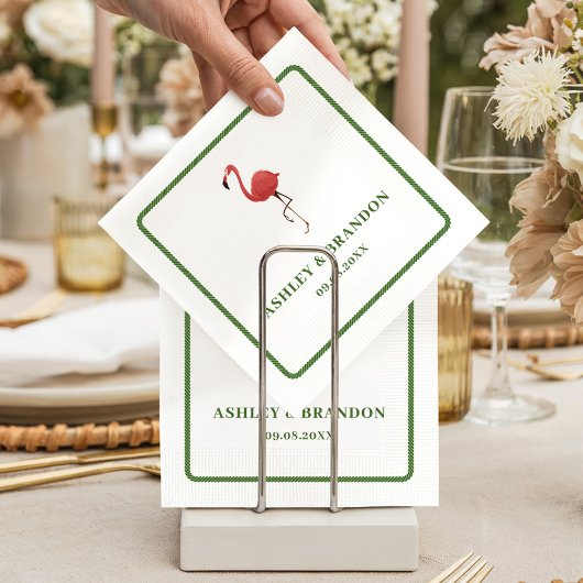 Flamingo Tropics Beach Coastal Retro Wedding スタンダードカクテルナプキン