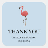 Flamingo Tropics Blue and Pink Wedding Thank You スクエアシール (正面)