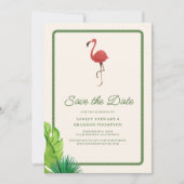 Flamingo Tropics Coastal Wedding Save the Date 招待状 (正面)
