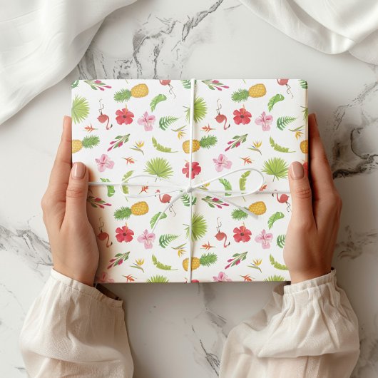 Flamingo Tropics Fun Coastal Beach Theme ラッピングペーパー