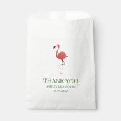 Flamingo Tropics Green and Pink Wedding Thank You フェイバーバッグ (正面)