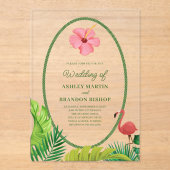 Flamingo Tropics Retro Wedding Acrylic Invitation アクリル招待状 (正面)