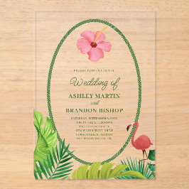Flamingo Tropics Retro Wedding Acrylic Invitation アクリル招待状