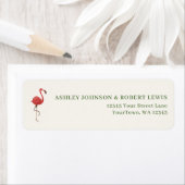 Flamingo Tropics Retro Wedding Return Address ラベル (インサイチュ)