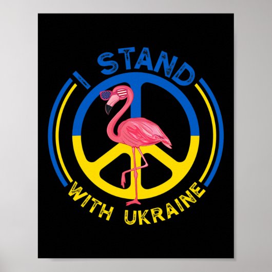 Flamingo Ukraine I Stand With Ukraine Flag Support ポスター (正面)