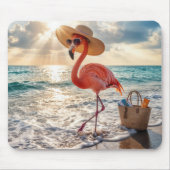 Flamingo Walking In Ocean Surf マウスパッド (正面)
