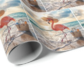 Flamingo Walking In Ocean Surf ラッピングペーパー (ロールコーナー)