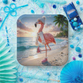 Flamingo Wearing Winter Boots and Scarf ペーパープレート (パーティー)