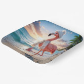 Flamingo Wearing Winter Boots and Scarf ペーパープレート (傾斜あり)