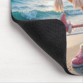 Flamingo Wearing Winter Boots and Scarf マウスパッド (コーナー)