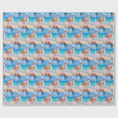 Flamingo Wearing Winter Hat and Scarf ラッピングペーパー (フラット)