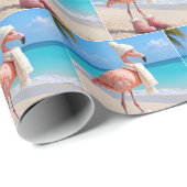 Flamingo Wearing Winter Hat and Scarf ラッピングペーパー (ロールコーナー)