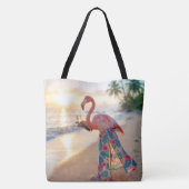 Flamingo With Champagne On a Beach トートバッグ (裏面)