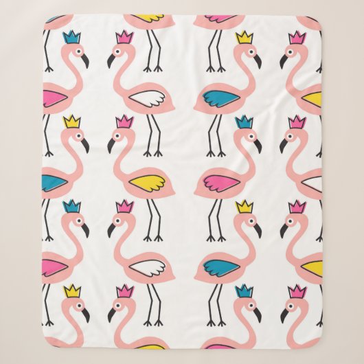 Flamingo with crown seamless pattern. シェルパブランケット (正面)