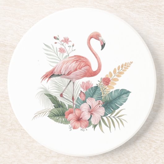 Flamingo With Flowers コースター (正面)