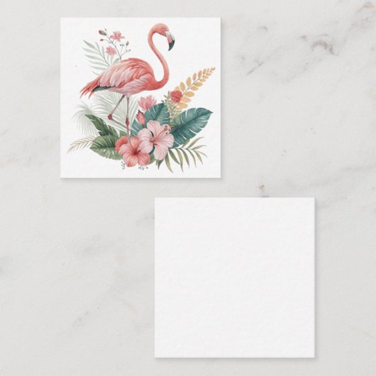 Flamingo With Flowers スクエア名刺 (正面/裏面)