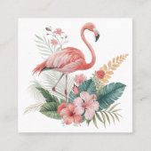 Flamingo With Flowers スクエア名刺 (正面)