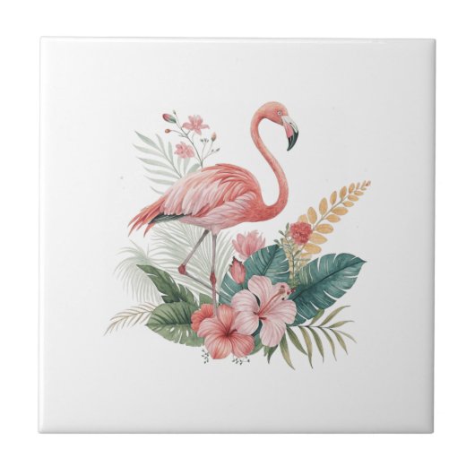 Flamingo With Flowers タイル (正面)