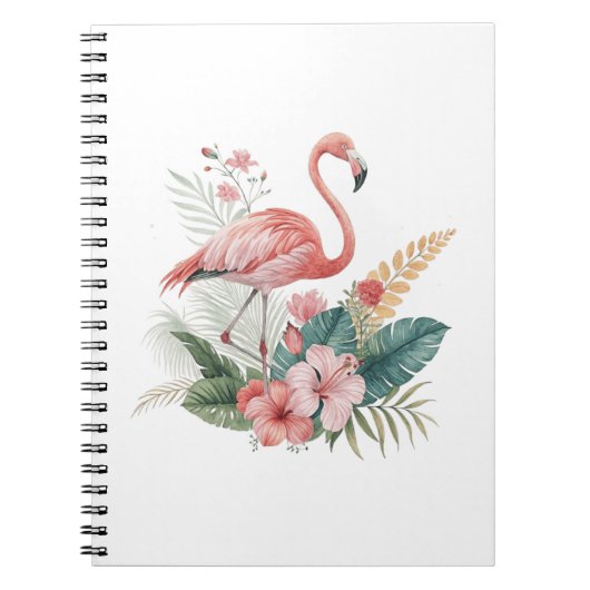 Flamingo With Flowers ノートブック (正面)