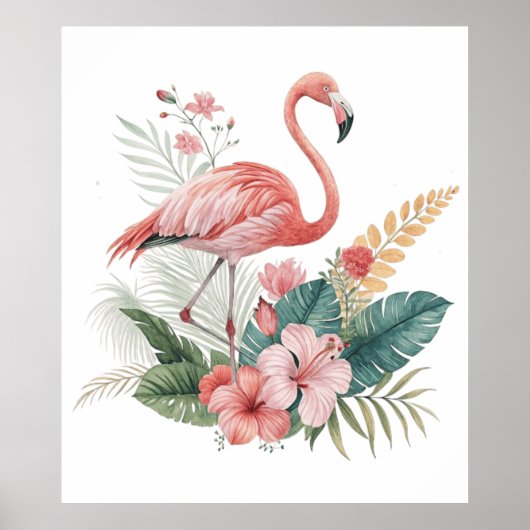 Flamingo With Flowers ポスター (正面)