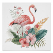 Flamingo With Flowers ポスター (正面)