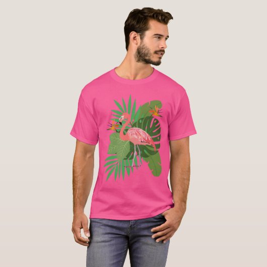 Flamingo with leaves tシャツ (正面フル)
