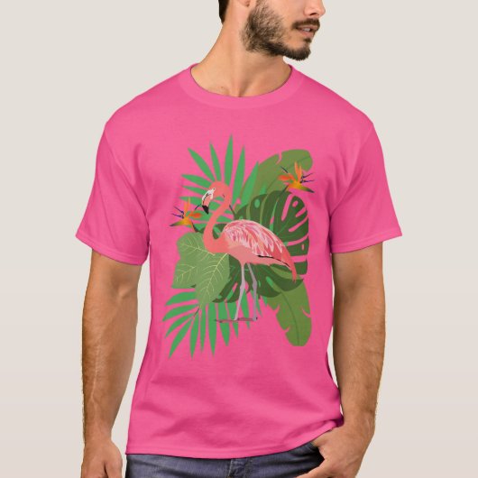 Flamingo with leaves tシャツ (正面)