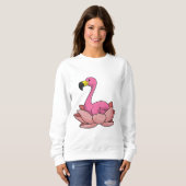 Flamingo with Lotus flower スウェットシャツ (正面フル)