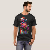 Flamingo With Santa Hat Christmas Tropicalクリスマス Tシャツ (正面フル)