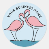 Flamingo Your Business Logo Artwork写真と名前 ラウンドシール (正面)