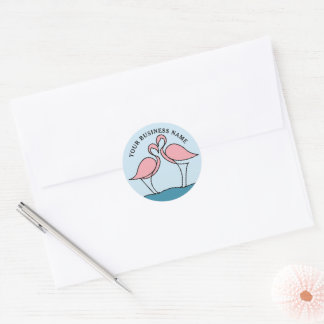 Flamingo Your Business Logo Artwork写真と名前 ラウンドシール