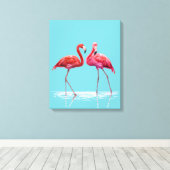 Flamingosストレッチキャンバス印刷 キャンバスプリント (インサイチュ (ウッドフロア))