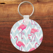 Flamingosライトグレー:熱帯ヴィンテージ。 キーホルダー (裏面)