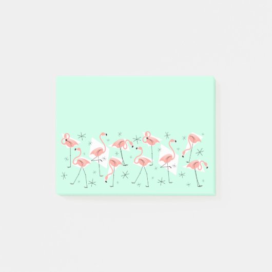 Flamingosレトログリーンワイドpost-it note ポストイット (正面)