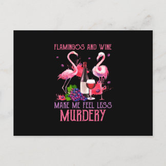 Flamingos And Wine ポストカード